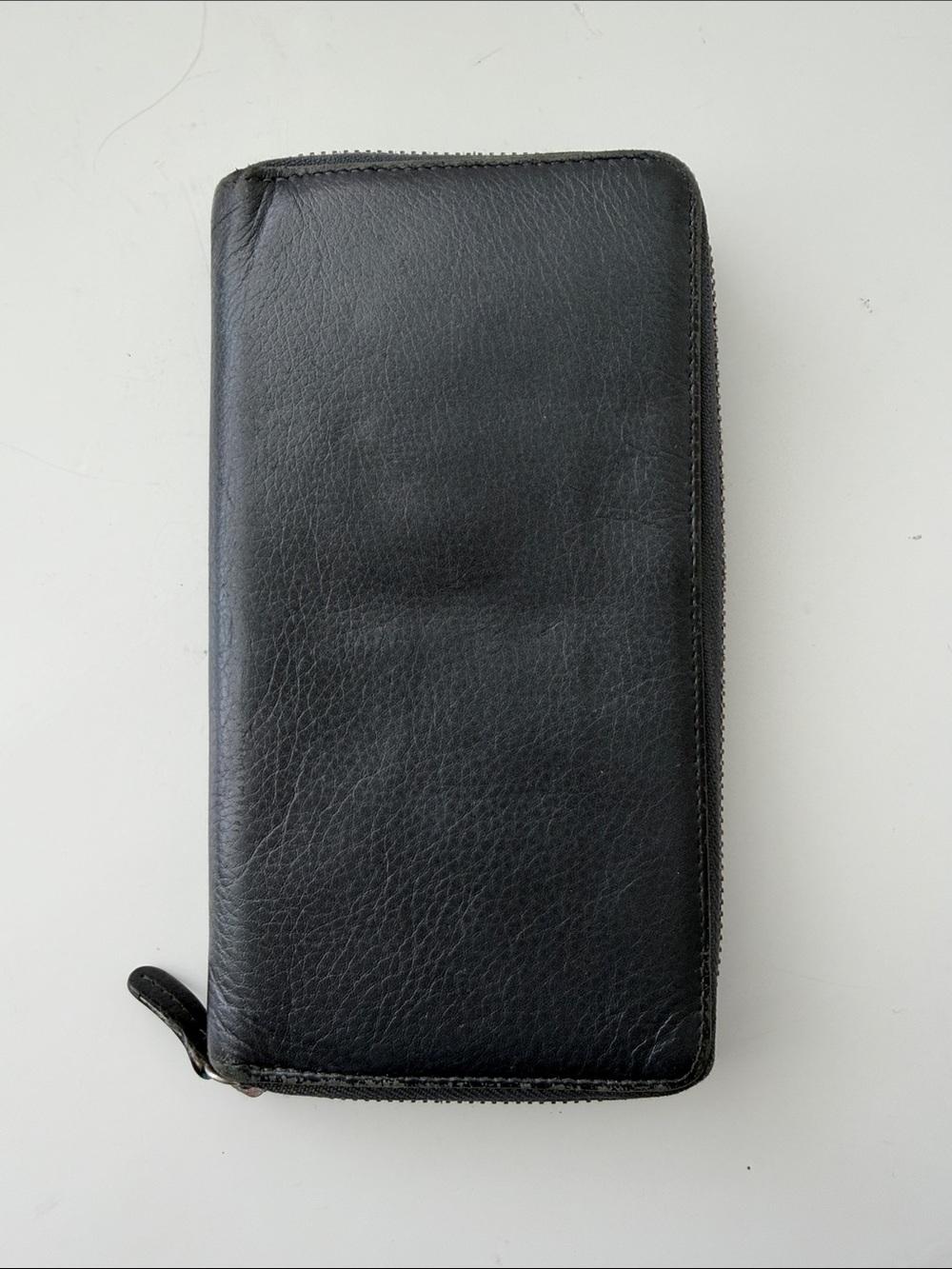 Barney’s New York Charcoal Gray Leather Zip Around Wallet